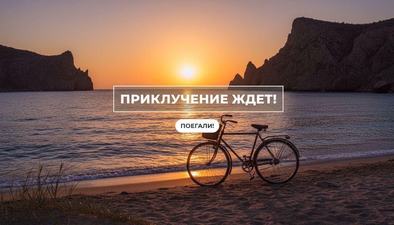 Молодой мужчина в МТБ-экипировке держит горный велосипед рядом с горной тропой, позади — скалистый крымский склон